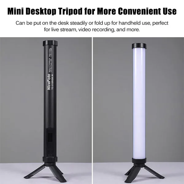 نور باتومی نایس فوتو NiceFoto TC-210RGB.W LED Light و ابعاد