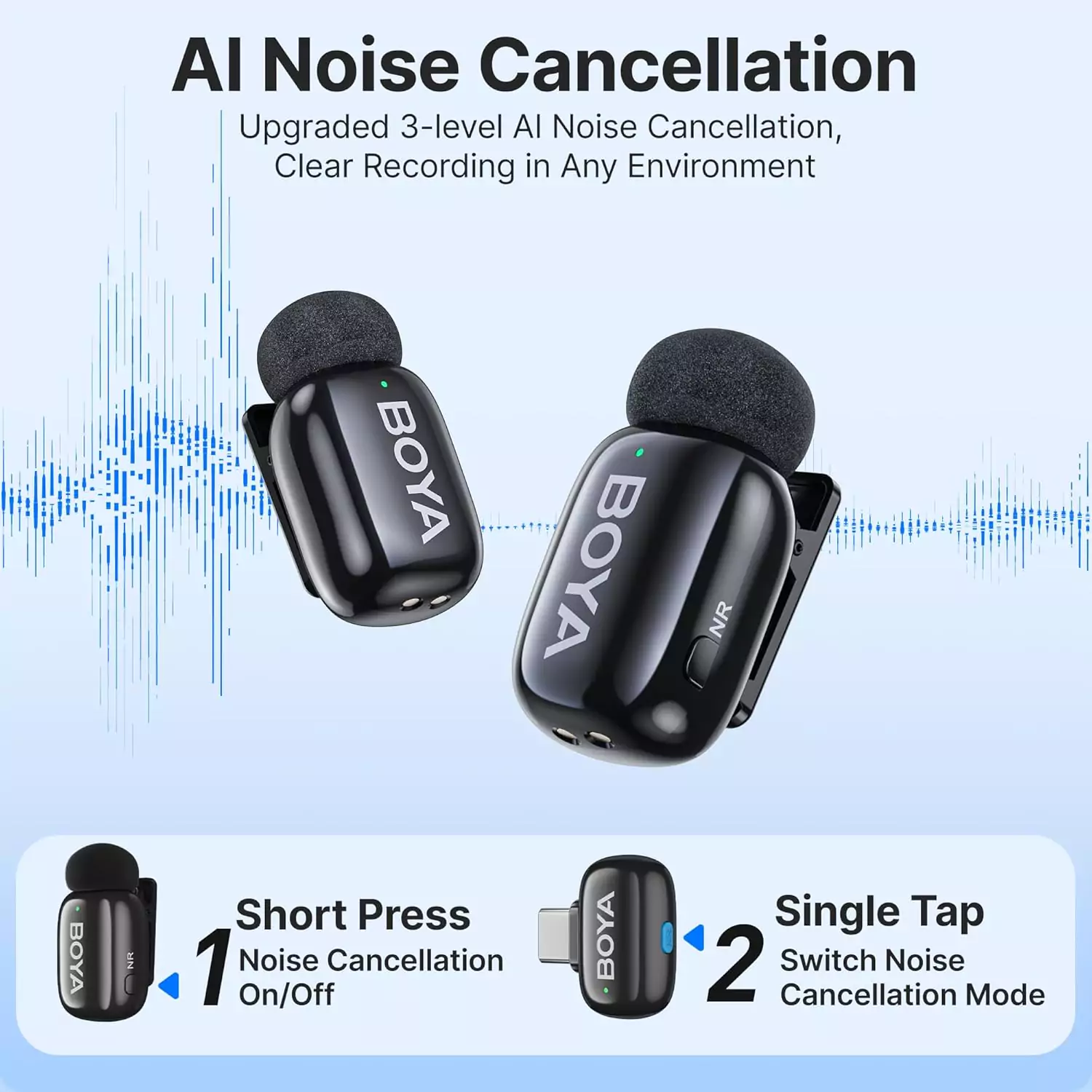 میکروفون بی سیم بویا BOYA mini 2-Person Microphone For Type-C Black — تصویر 7