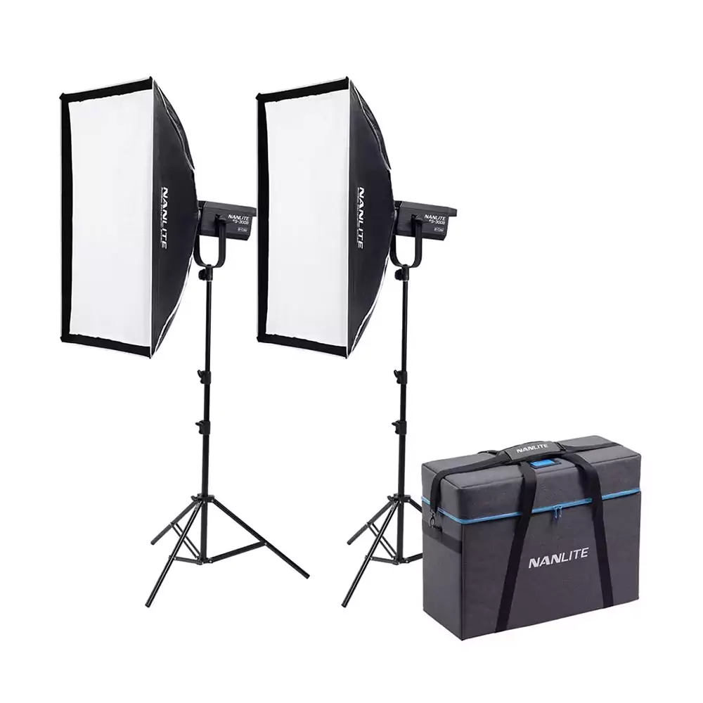 کیت 2 تایی نور ثابت نانلایت Nanlite FS-300B به همراه کیف، سه پایه و سافت باکس