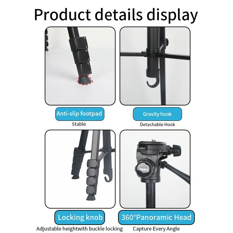 سه پایه دوربین جی ماری Jmary KP-2201 Camera Tripod Black — تصویر 2