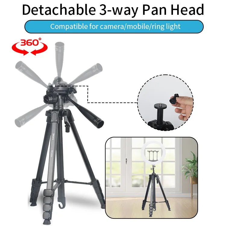 سه پایه دوربین جی ماری Jmary KP-2201 Camera Tripod Black — تصویر 4