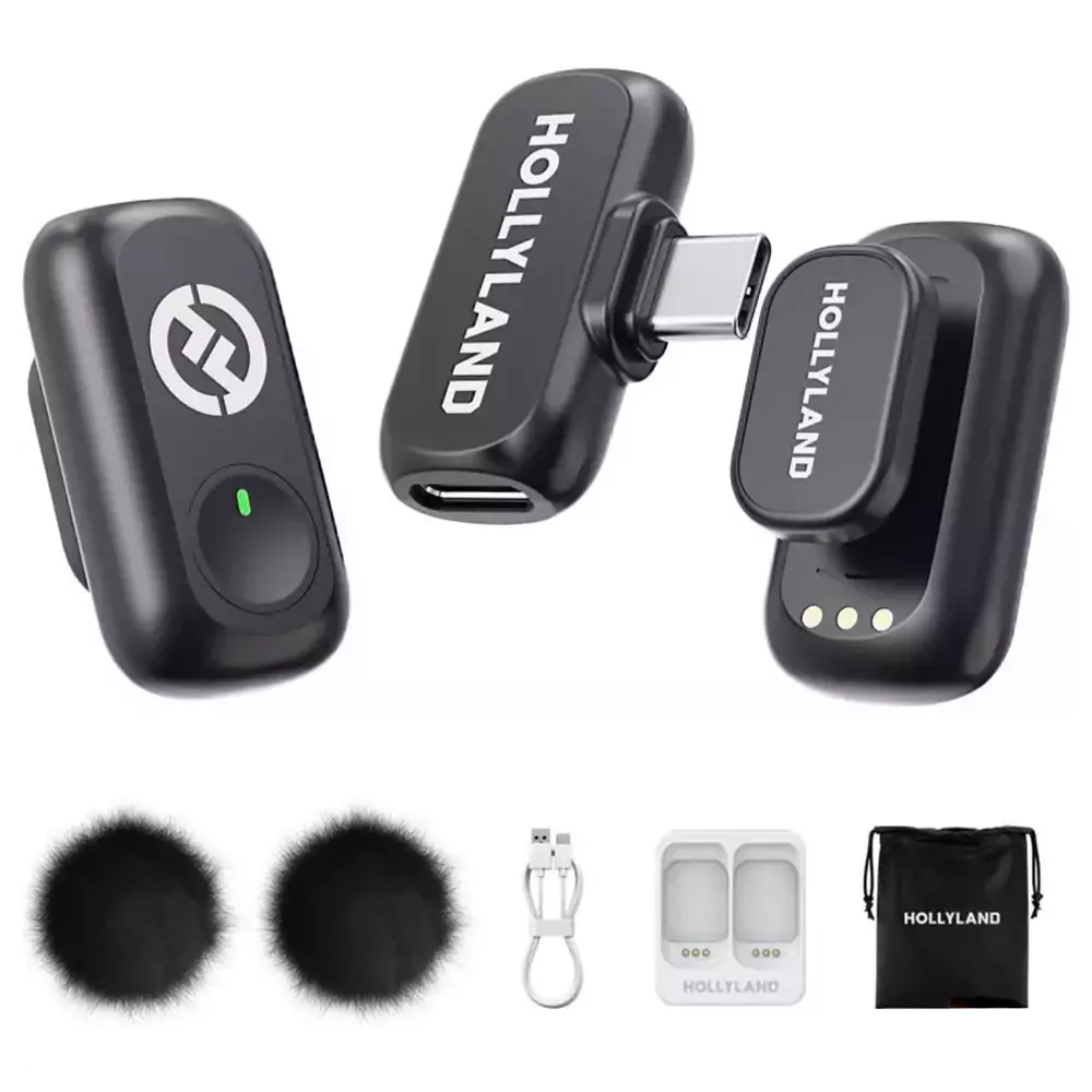 میکروفون یقه ای بی سیم هالی لند + تبدیل لایتنینگ HOLLYLAND LARK A1 Mini Duo Wireless Microphone
