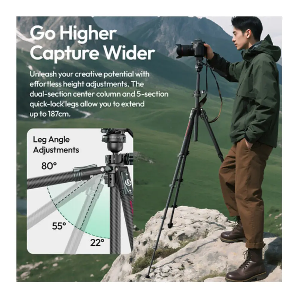 سه پایه دوربین عکاسی و موبایل اولانزی Ulanzi JJ06 GlideGo Video Tripod — تصویر 20