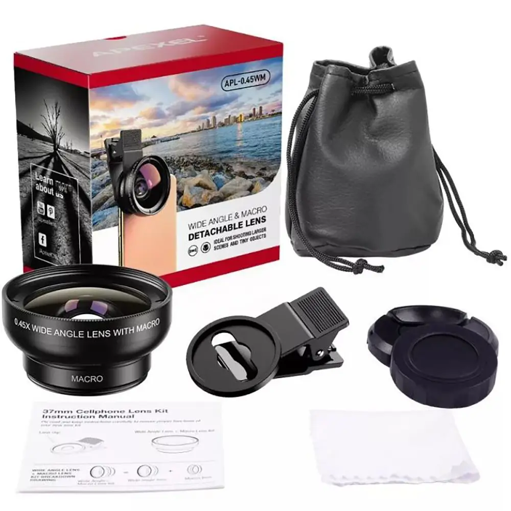 لنز موبایل ماکرو - واید اپکسل APEXEL 2in1 APL-0.45WM Wide Macro Lens