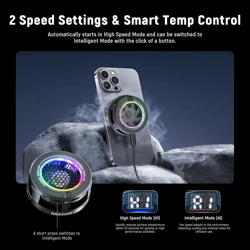 فن خنک کننده مغناطیسی موبایل نیور NEEWER PA069 Magnetic Mobile Phone Cooler Fan — تصویر 4