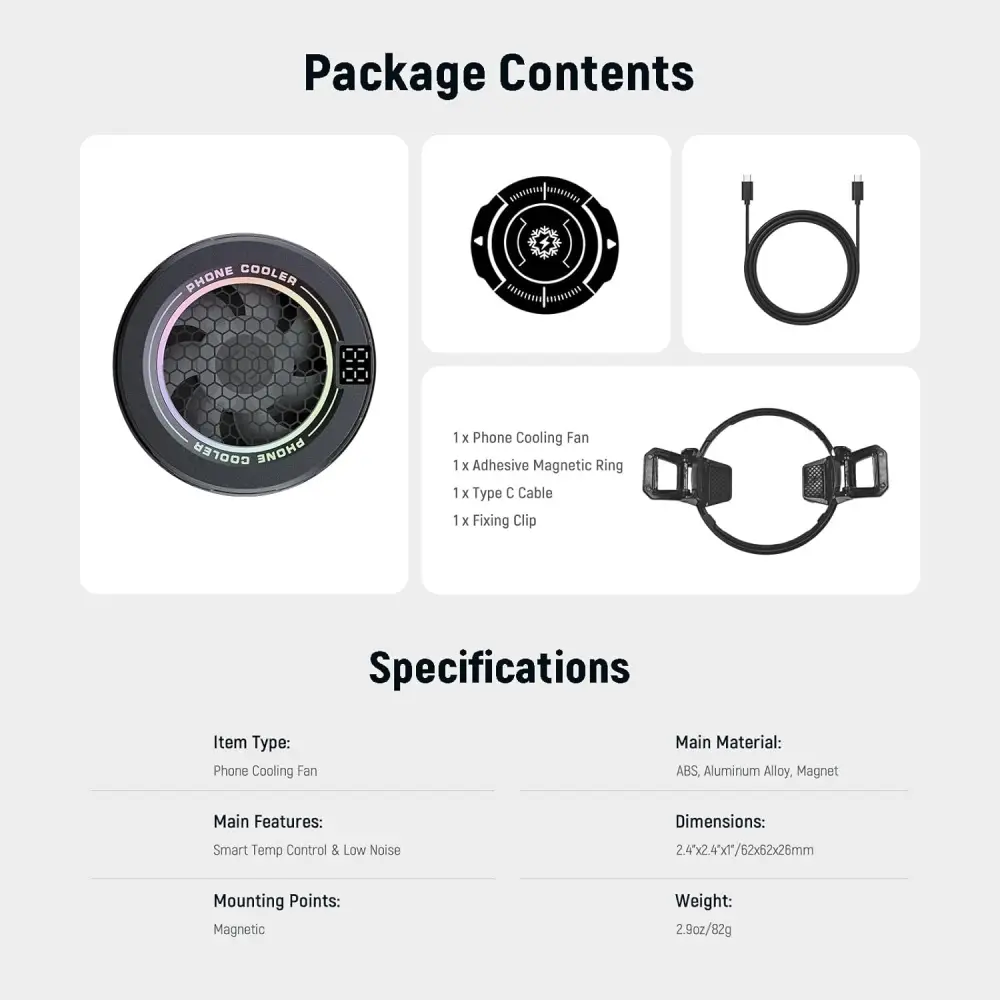 فن خنک کننده مغناطیسی موبایل نیور NEEWER PA069 Magnetic Mobile Phone Cooler Fan — تصویر 6