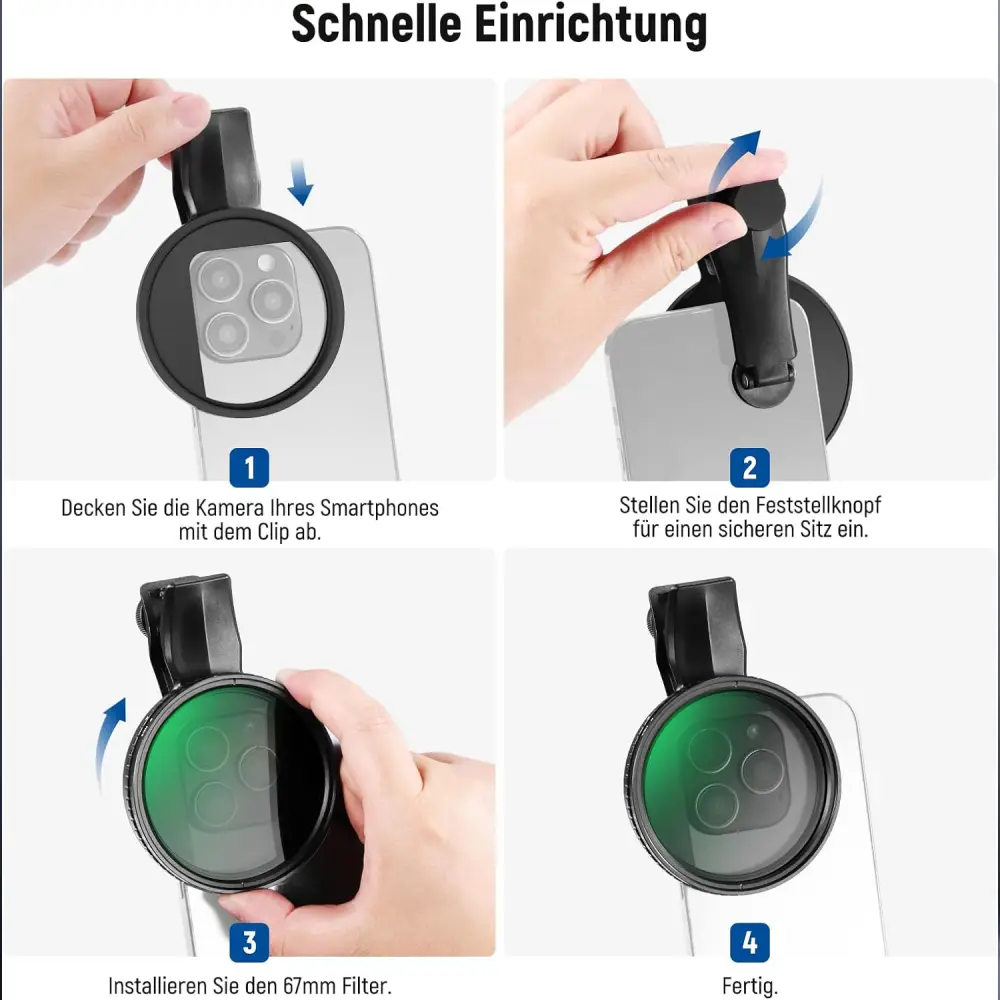 فیلتر لنز موبایل نیور NEEWER 67MM ND2-32 FILTER WITH PHONE CLIP — تصویر 7