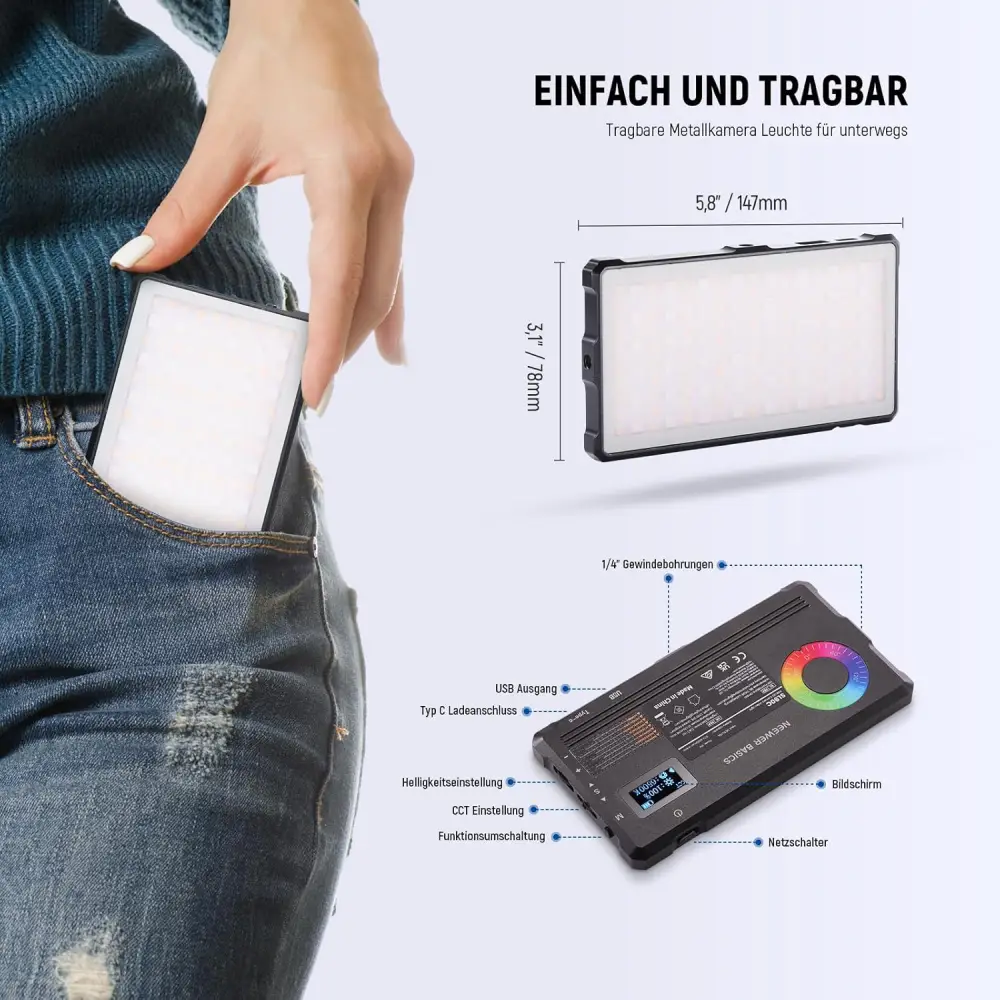 نور ثابت نیور NEEWER BASICS SL90C RGB LED CAMERA VIDEO LIGHT — تصویر 4