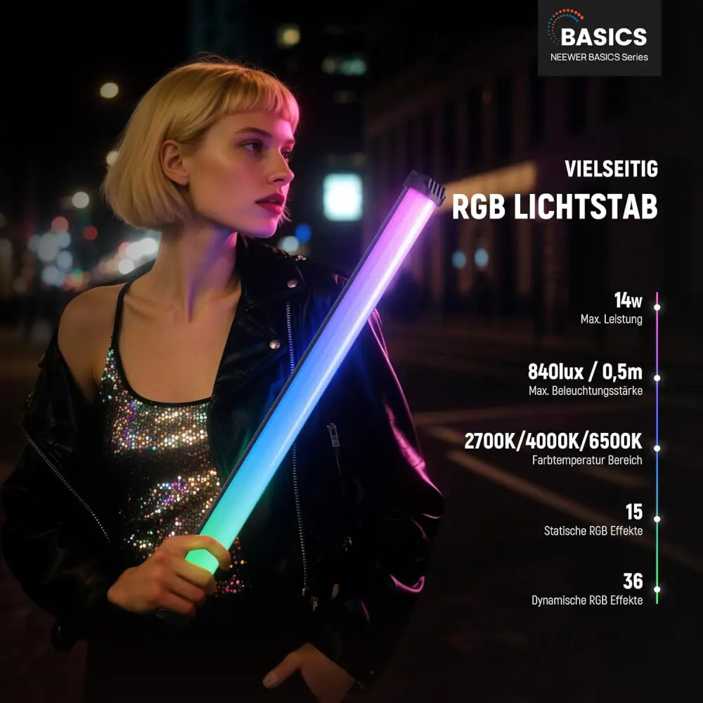 نور باتومی نیور NEEWER SL50 Basics 21 Inch Magnetic RGB Light Stick — تصویر 2