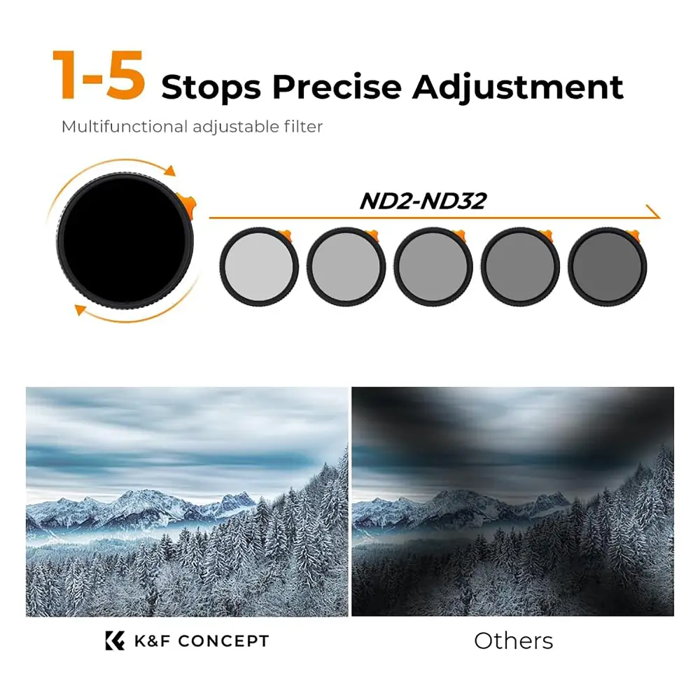 فیلتر لنز کی اند اف K&amp;F B-DIFFUSION 1/4 &amp; ND2 32 MRC NO X CROSS SHADOW NANO X 67mm FILTER — تصویر 6