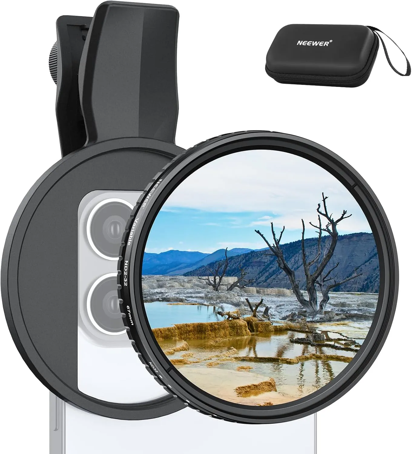 فیلتر لنز موبایل نیور NEEWER FL-B25 67mm ND2-32 FILTER WITH PHONE CLIP