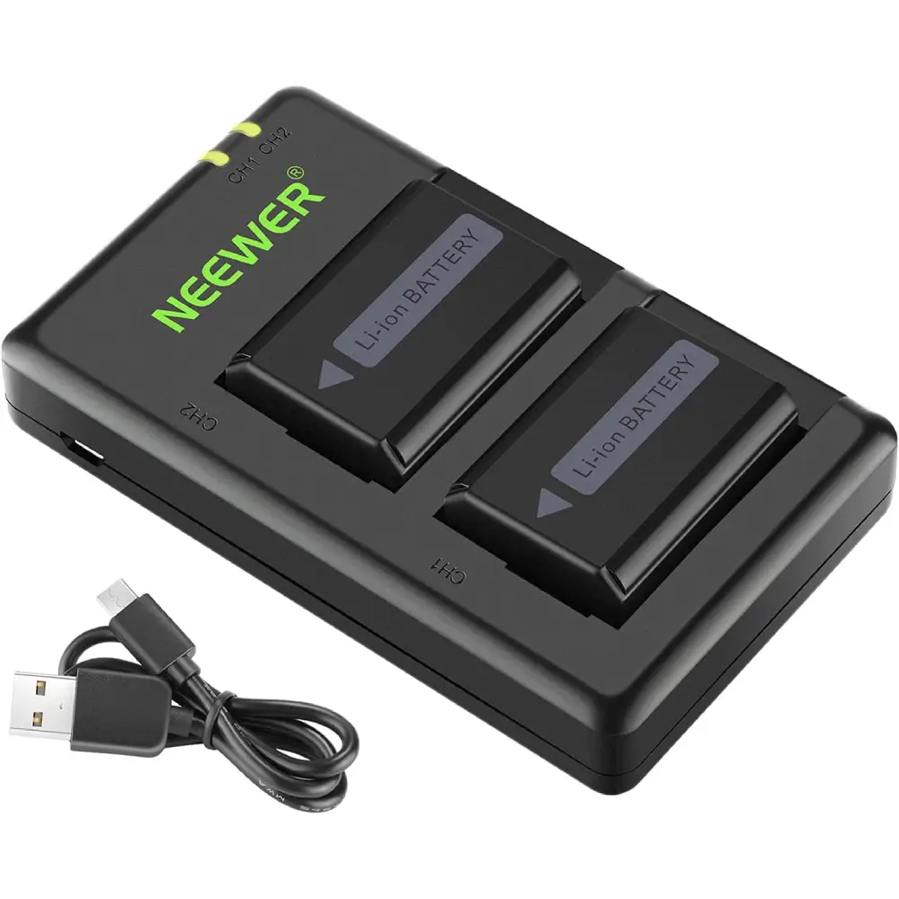شارژر و باتری دوربین نیور NEEWER NP-FW50 2 PCS 1100 MAH FW50 BATTERY + DUAL USB CHARGER