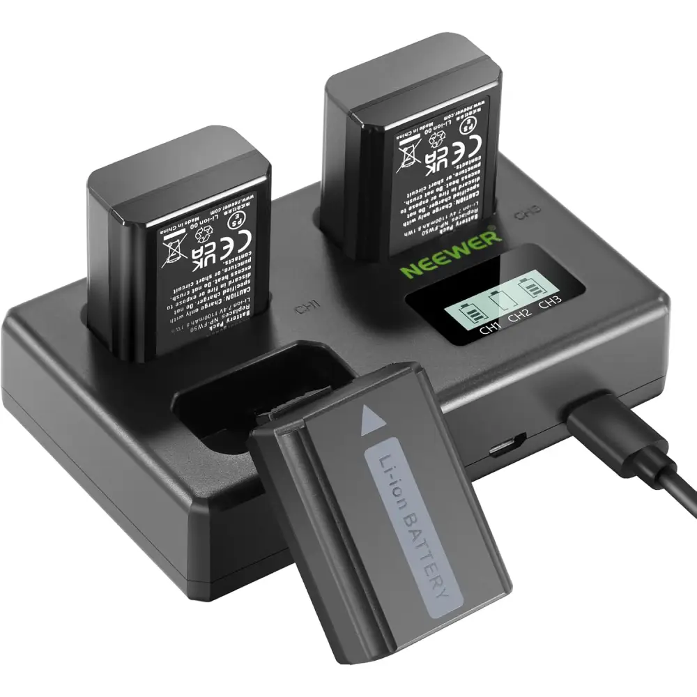 شارژر و باتری دوربین نیور NEEWER NP-FW50 3 PCS 1100MAH NP-FW50 BATTERY+TRIO-CHARGER