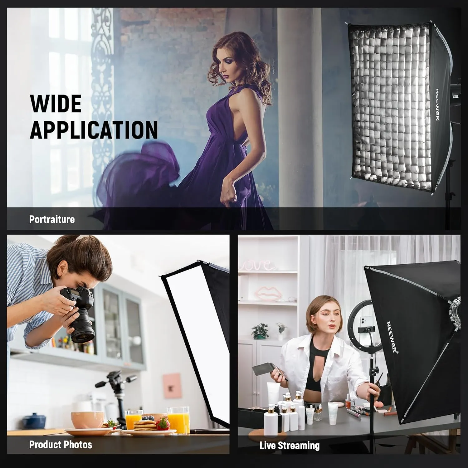 سافت باکس نیور NEEWER NS16S 60×90CM SOFTBOX WITH GRID