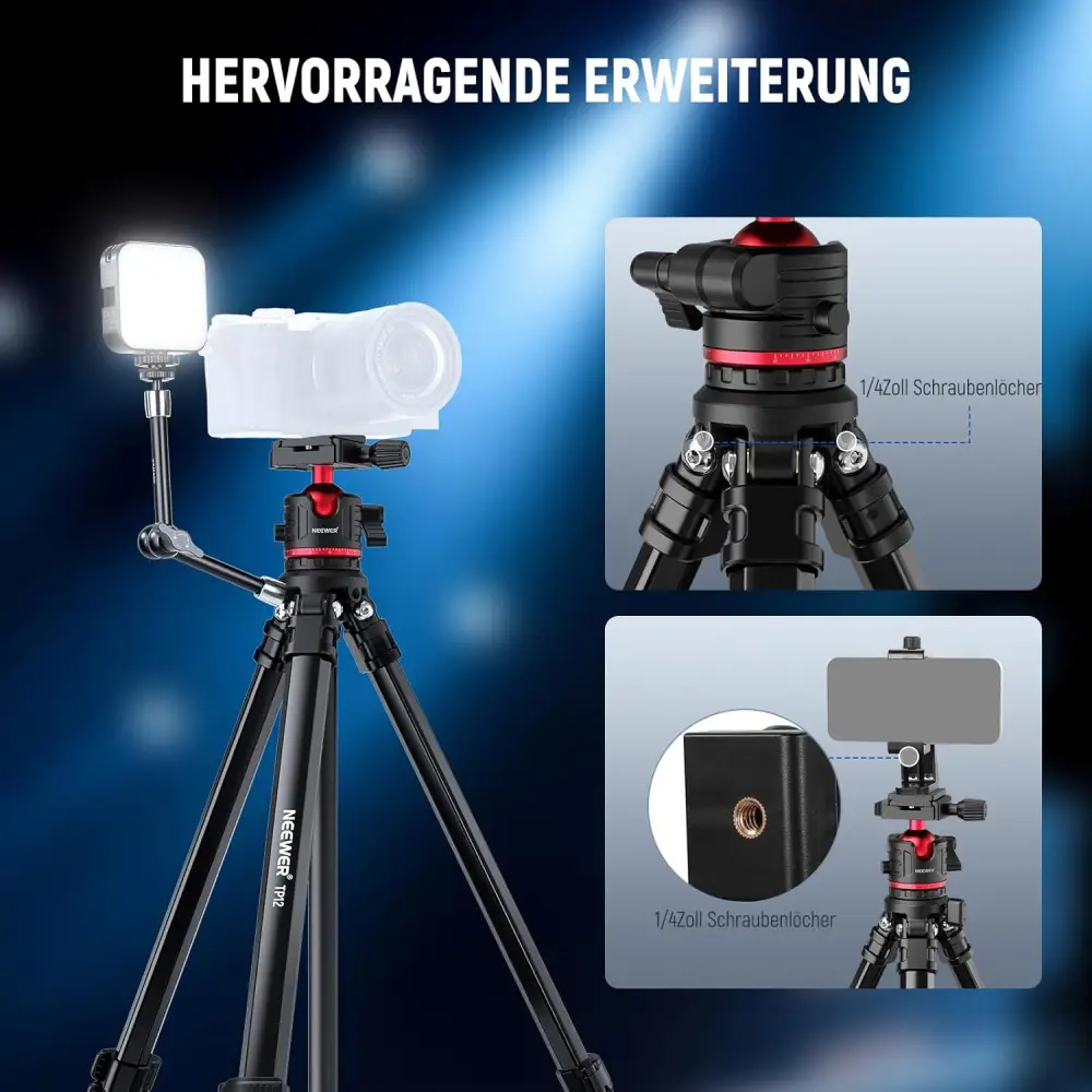 سه پایه دوربین نیور NEEWER TP12 TRAVEL TRIPOD WITH BALL HEAD AND PHONE HOLDER