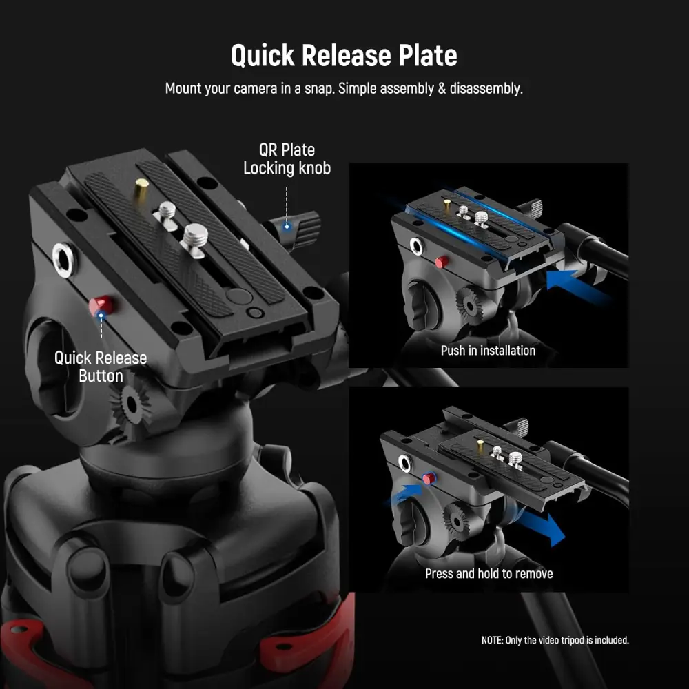 سه پایه فیلمبرداری نیور NEEWER TP37 VIDEO TRIPOD WITH ADJUSTABLE FLUID HEAD — تصویر 6
