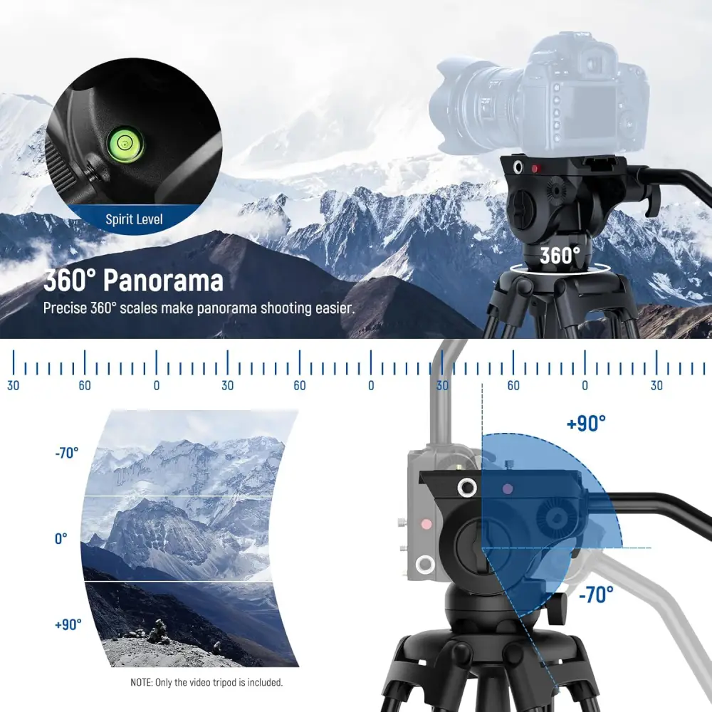 سه پایه فیلمبرداری نیور NEEWER TP37 VIDEO TRIPOD WITH ADJUSTABLE FLUID HEAD — تصویر 5
