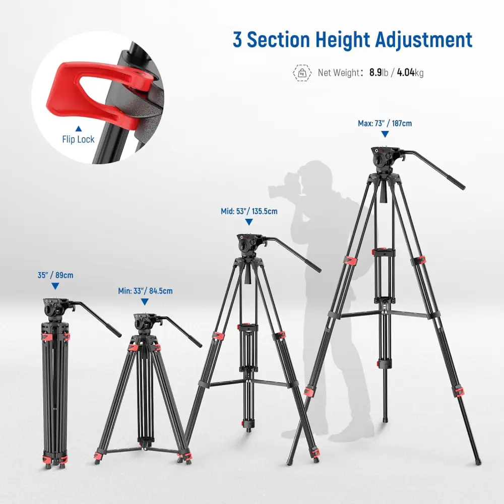 سه پایه فیلمبرداری نیور NEEWER TP37 VIDEO TRIPOD WITH ADJUSTABLE FLUID HEAD — تصویر 1