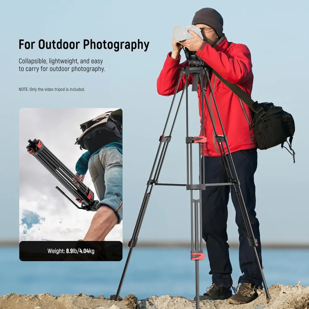 سه پایه فیلمبرداری نیور NEEWER TP37 VIDEO TRIPOD WITH ADJUSTABLE FLUID HEAD — تصویر 7