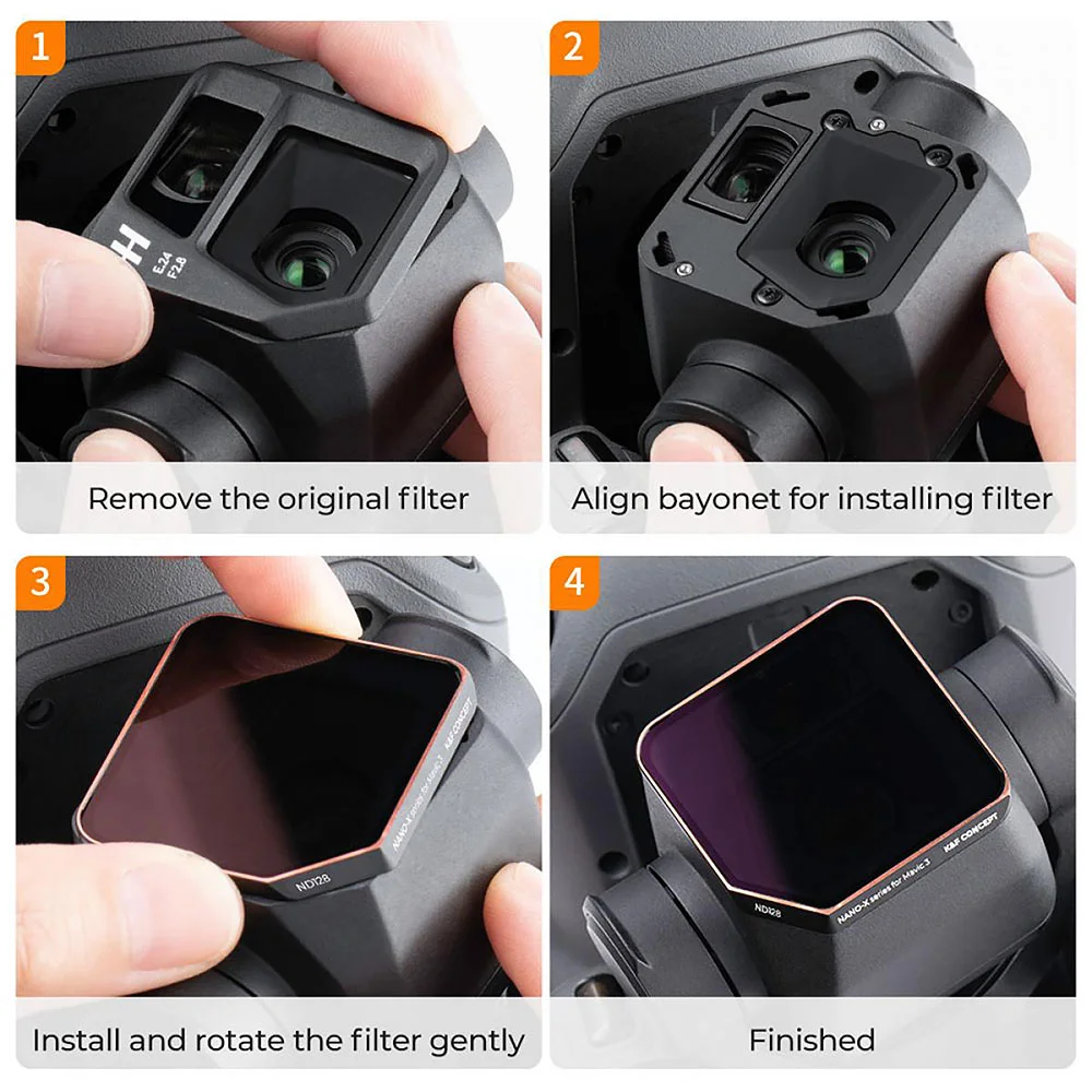 فیلتر لنز کی اند اف K&amp;F KIT ND64 ND128 ND512 ND256 NANO SERIES FOR MAVIC 3 FILTER — تصویر 3