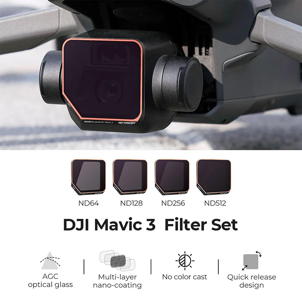 فیلتر لنز کی اند اف K&amp;F KIT ND64 ND128 ND512 ND256 NANO SERIES FOR MAVIC 3 FILTER — تصویر 4