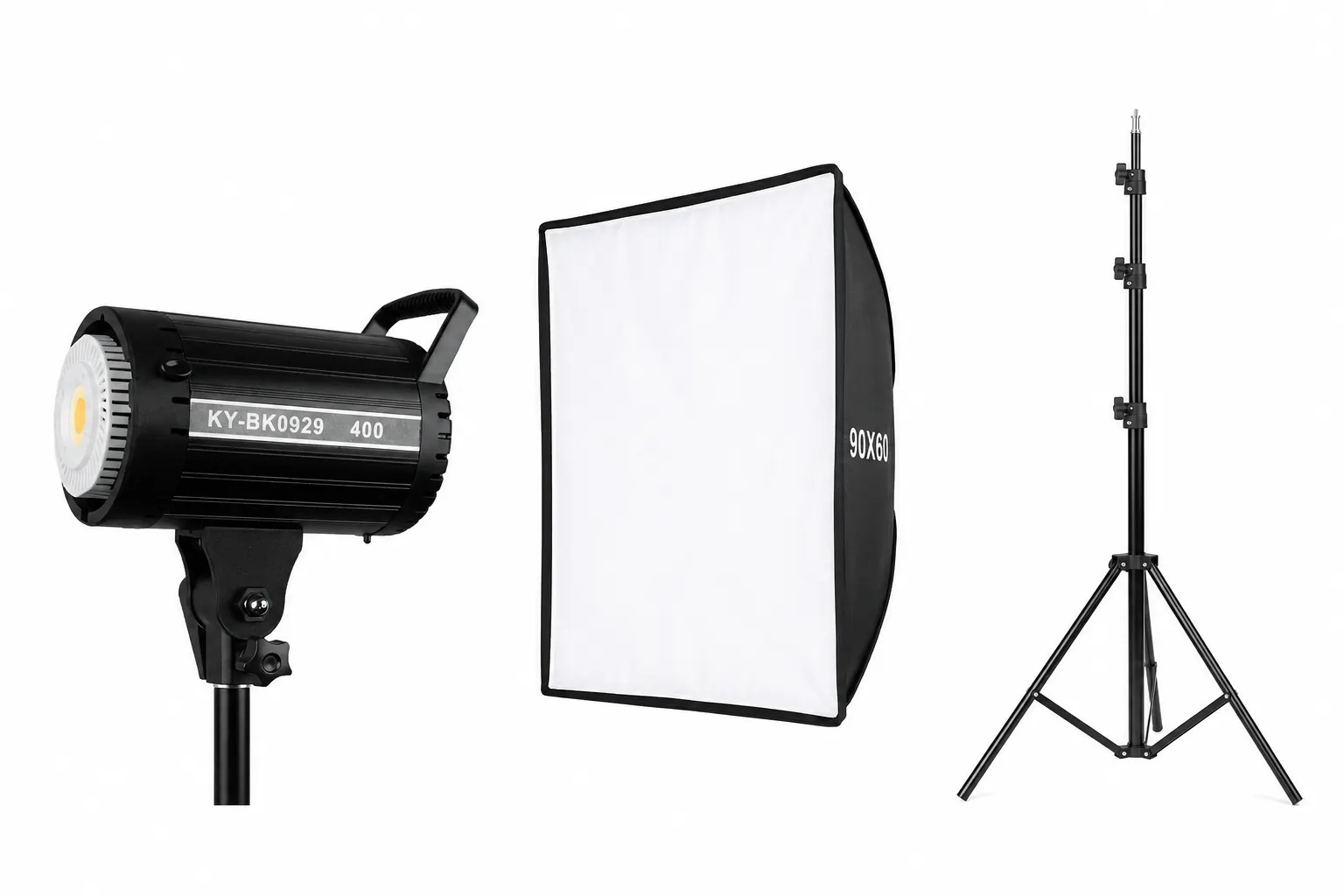 ویدیو لایت انسرمدلKY-BK۰۹۲۹ cob بدنه فلزی همراه با سه پایه و سافت باکسAnswer Video Light with Tripod and Softbox