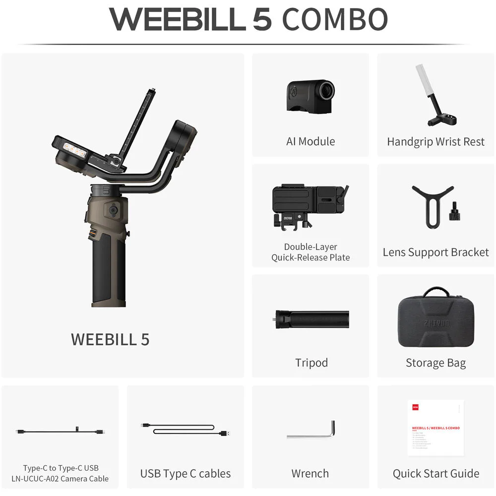 گیمبال دوربین ژیون Zhiyun WEEBILL 5 Handheld Gimbal Combo Kit — تصویر 12