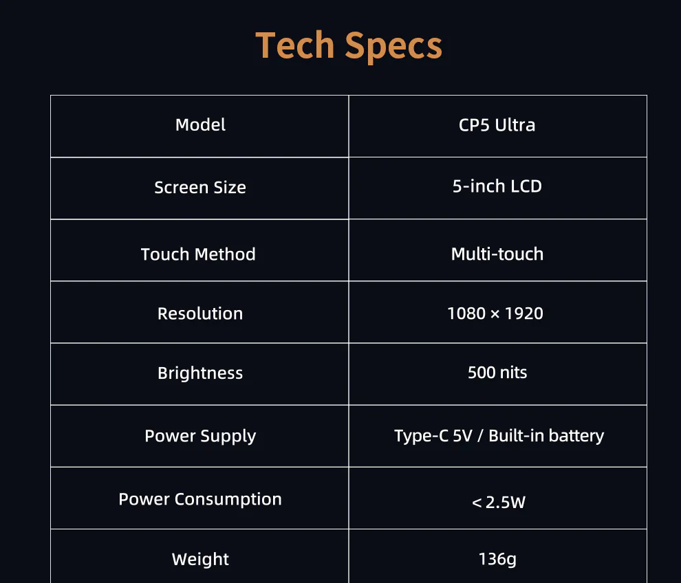 مانیتور بی‌سیم ۵ اینچ لمسی شیمبول Shimbol CP5 Ultra — تصویر 12